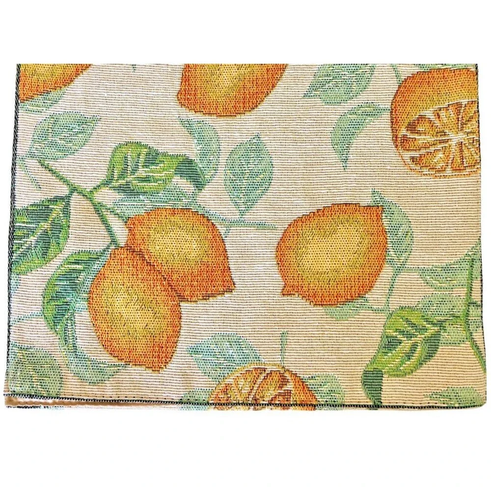 Windham Lemons Tapestry Table Runner Satin Backed French Country Spring 13x72